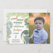 Invitation d'anniversaire de Dinosaur avec photo (Devant)