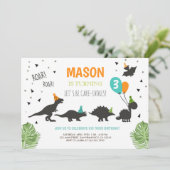 Invitation d'anniversaire de Dinosaur Dino (Debout devant)