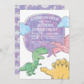 Invitation d'anniversaire de Dinosaur, Dino Party  (Devant / Derrière)