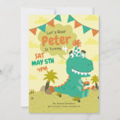 Invitation d'anniversaire de Dinosaur, Dinosaure m (Devant)