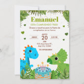 Invitation d'anniversaire de Dinosaur, espagnol (Devant)