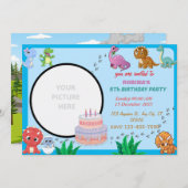 Invitation d'anniversaire de Dinosaur | Fête des g (Devant / Derrière)