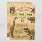 Invitation d'anniversaire de Dinosaur, Invitation (Devant / Derrière)