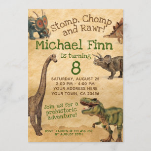 Invitation d'anniversaire de Dinosaur, Invitation 