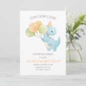 Invitation d'anniversaire de Dinosaur, minimaliste (Debout devant)