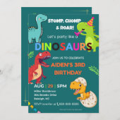 Invitation d'anniversaire de Dinosaur - modifiable (Devant / Derrière)