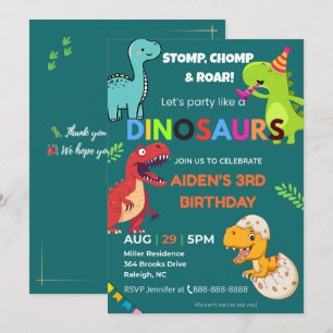Invitation d'anniversaire de Dinosaur - modifiable