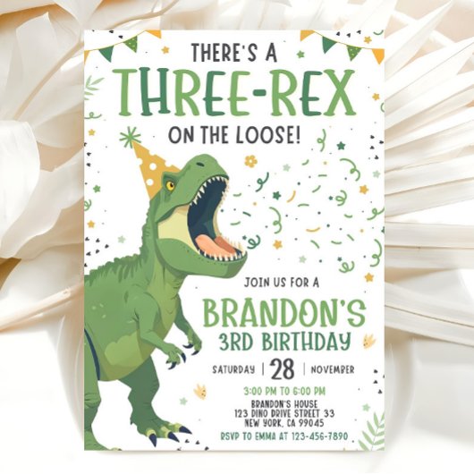 Invitation d'anniversaire de Dinosaur, modifiable