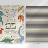 Invitation d'anniversaire de Dinosaur pour jumeaux