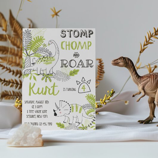 Invitation d'anniversaire de Dinosaur, Stomps Chom