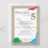 Invitation d'anniversaire de Dinosaur Trex rayé (Devant)