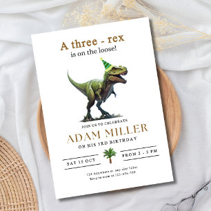 Invitation d'anniversaire de Dinosaur, trois rex A