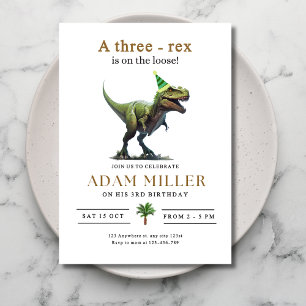 Invitation d'anniversaire de Dinosaur, trois rex A