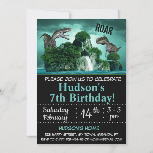 Invitation d'anniversaire de dinosaure (Devant)