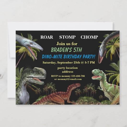 Invitation d'anniversaire de dinosaure (Devant)