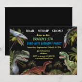 Invitation d'anniversaire de dinosaure (Devant / Derrière)