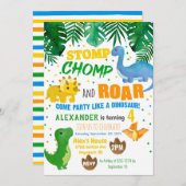 Invitation d'anniversaire de dinosaure (Devant / Derrière)