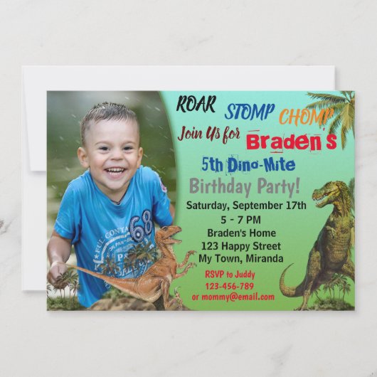 Invitation d'anniversaire de dinosaure (Devant)