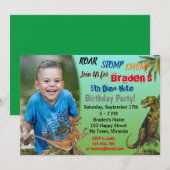 Invitation d'anniversaire de dinosaure (Devant / Derrière)