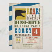 Invitation d'anniversaire de dinosaure (Devant / Derrière)