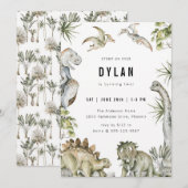 Invitation d'anniversaire de dinosaure (Devant / Derrière)