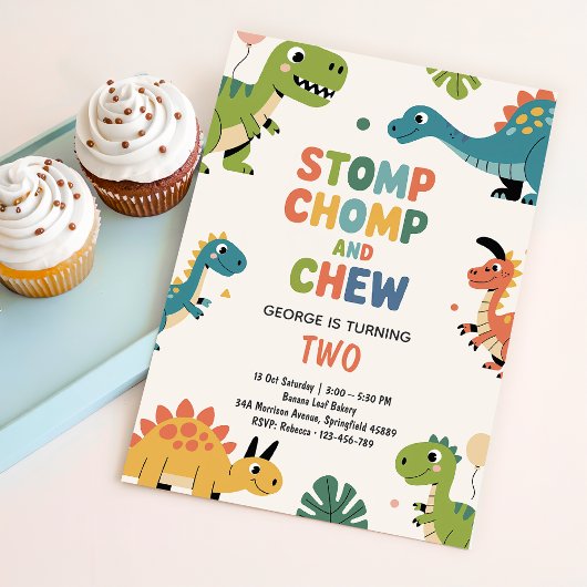 Invitation d'anniversaire de dinosaure | 2e annive