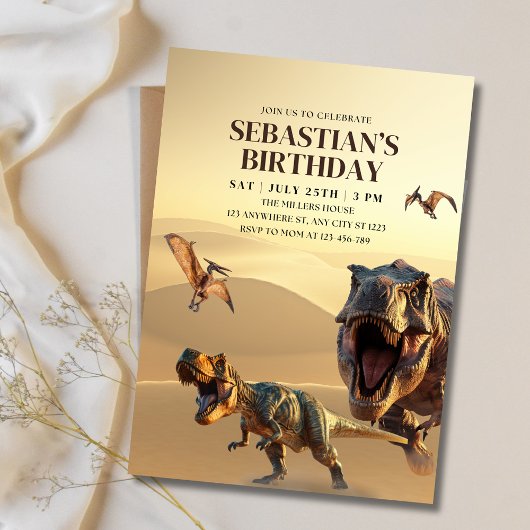 Invitation d'anniversaire de dinosaure, anniversai