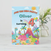 Invitation d'anniversaire de dinosaure – Carte de  (Debout devant)