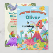 Invitation d'anniversaire de dinosaure – Carte de  (Devant / Derrière)