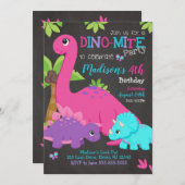 Invitation d'anniversaire de dinosaure de (Devant / Derrière)
