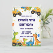 Invitation d'anniversaire de dinosaure de construc (Debout devant)