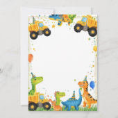 Invitation d'anniversaire de dinosaure de construc (Dos)