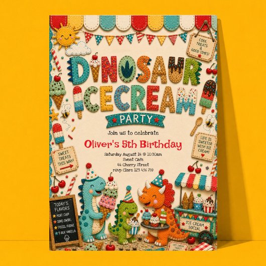 Invitation d'anniversaire de dinosaure de fête de 