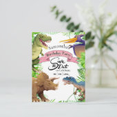 Invitation d'anniversaire de dinosaure de fille ad (Debout devant)