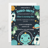 invitation d'anniversaire de dinosaure de l'espace (Devant / Derrière)