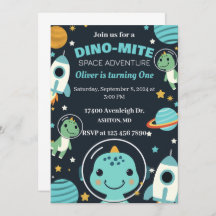 invitation d'anniversaire de dinosaure de l'espace