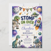 Invitation d'anniversaire de dinosaure de l'espace (Devant)