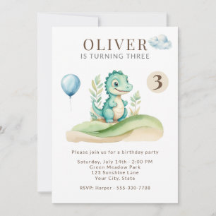 Invitation d'anniversaire de dinosaure de livre d'