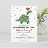 Invitation d'anniversaire de dinosaure de Noël (Debout devant)