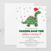 Invitation d'anniversaire de dinosaure de Noël (Devant / Derrière)