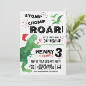 Invitation d'anniversaire de dinosaure de Noël (Debout devant)