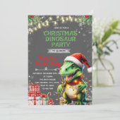 Invitation d'anniversaire de dinosaure de Noël (Debout devant)