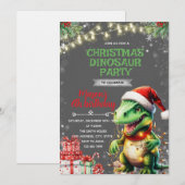 Invitation d'anniversaire de dinosaure de Noël (Devant / Derrière)