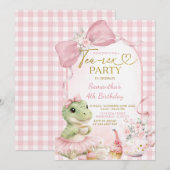 Invitation d'anniversaire de dinosaure de thé à ca (Devant / Derrière)