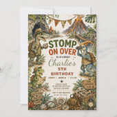 Invitation d'anniversaire de dinosaure d'explosion (Devant)