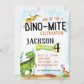 Invitation d'anniversaire de dinosaure Dino-Mite (Devant)