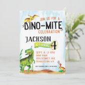 Invitation d'anniversaire de dinosaure Dino-Mite (Debout devant)