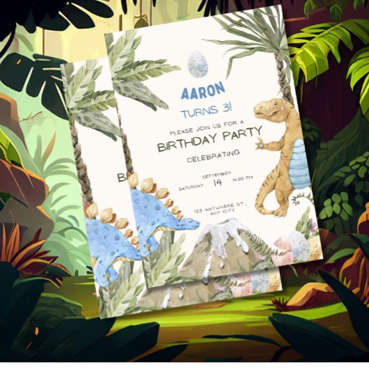 Invitation d'anniversaire de dinosaure Fête d'anni