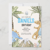 Invitation d'anniversaire de dinosaure Fête d'anni (Devant)