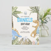 Invitation d'anniversaire de dinosaure Fête d'anni (Debout devant)